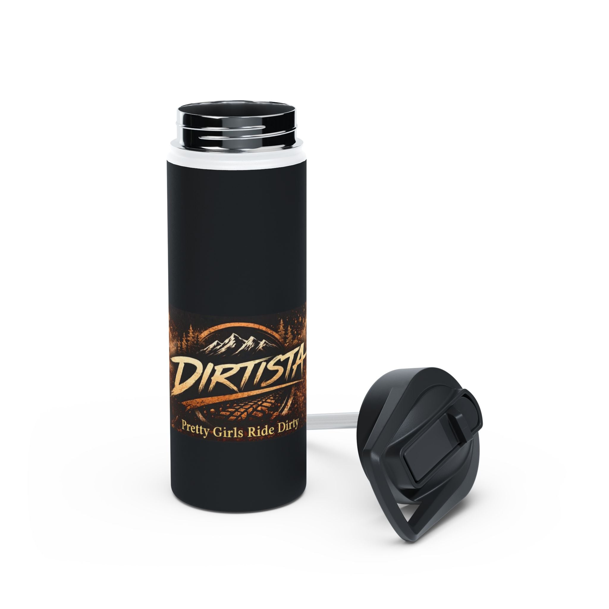 "Dirtista: Pretty Girls Ride Dirty" Off‑Road Stainless Steel Water Bottle