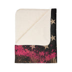Distressed American Flag Sherpa Blanket with Pink Accent — Cozy Patriotic Throw