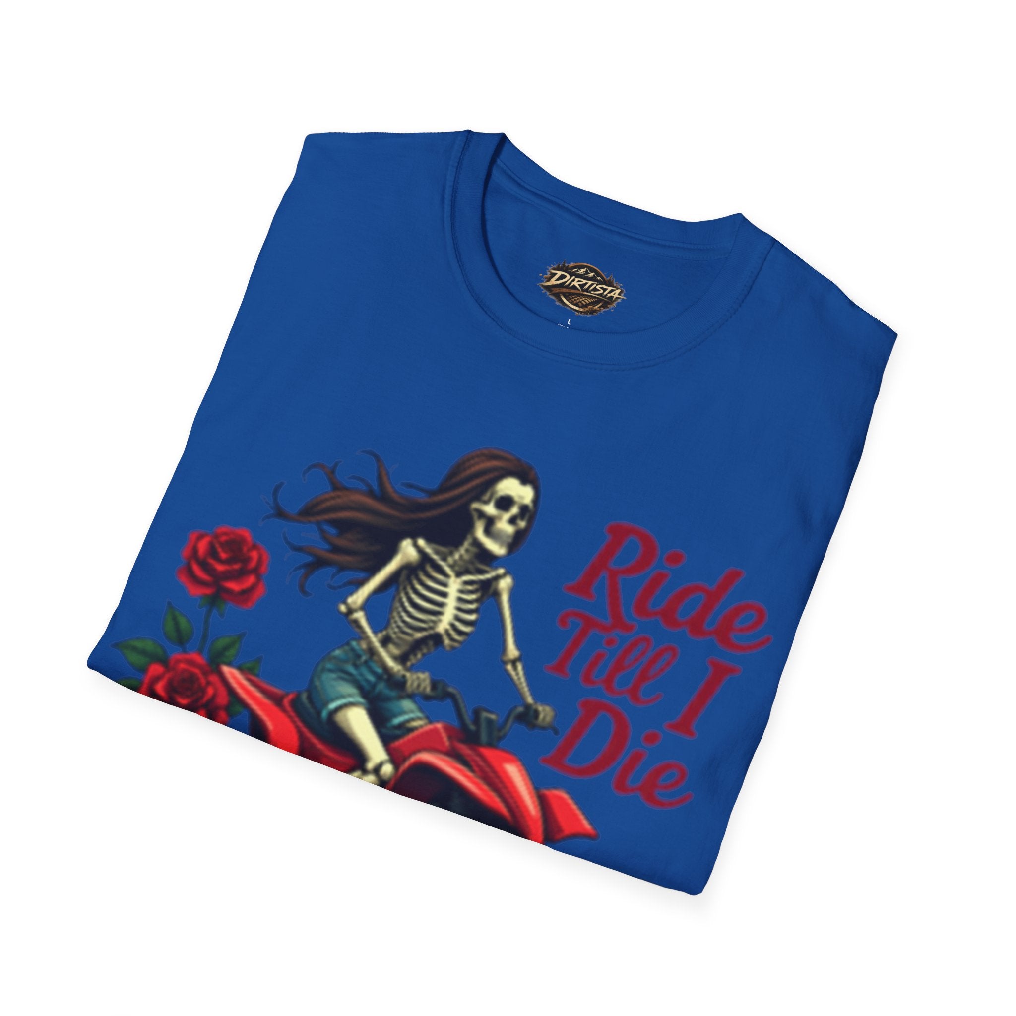 Ride Till I Die ATV T-Shirt — Skeleton Rider with Roses
