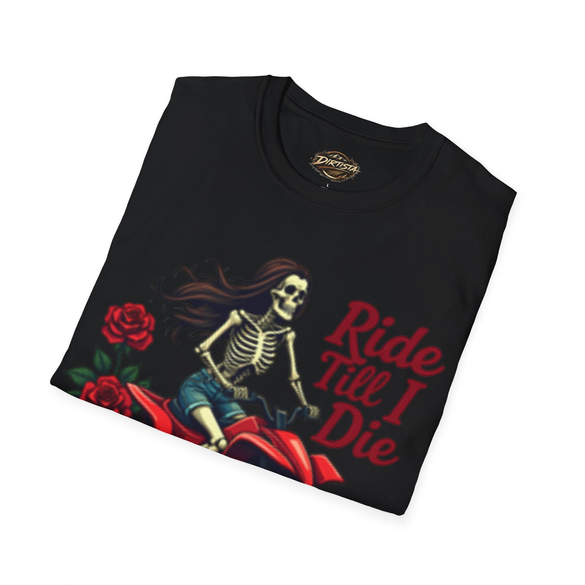 Ride Till I Die ATV T-Shirt — Skeleton Rider with Roses