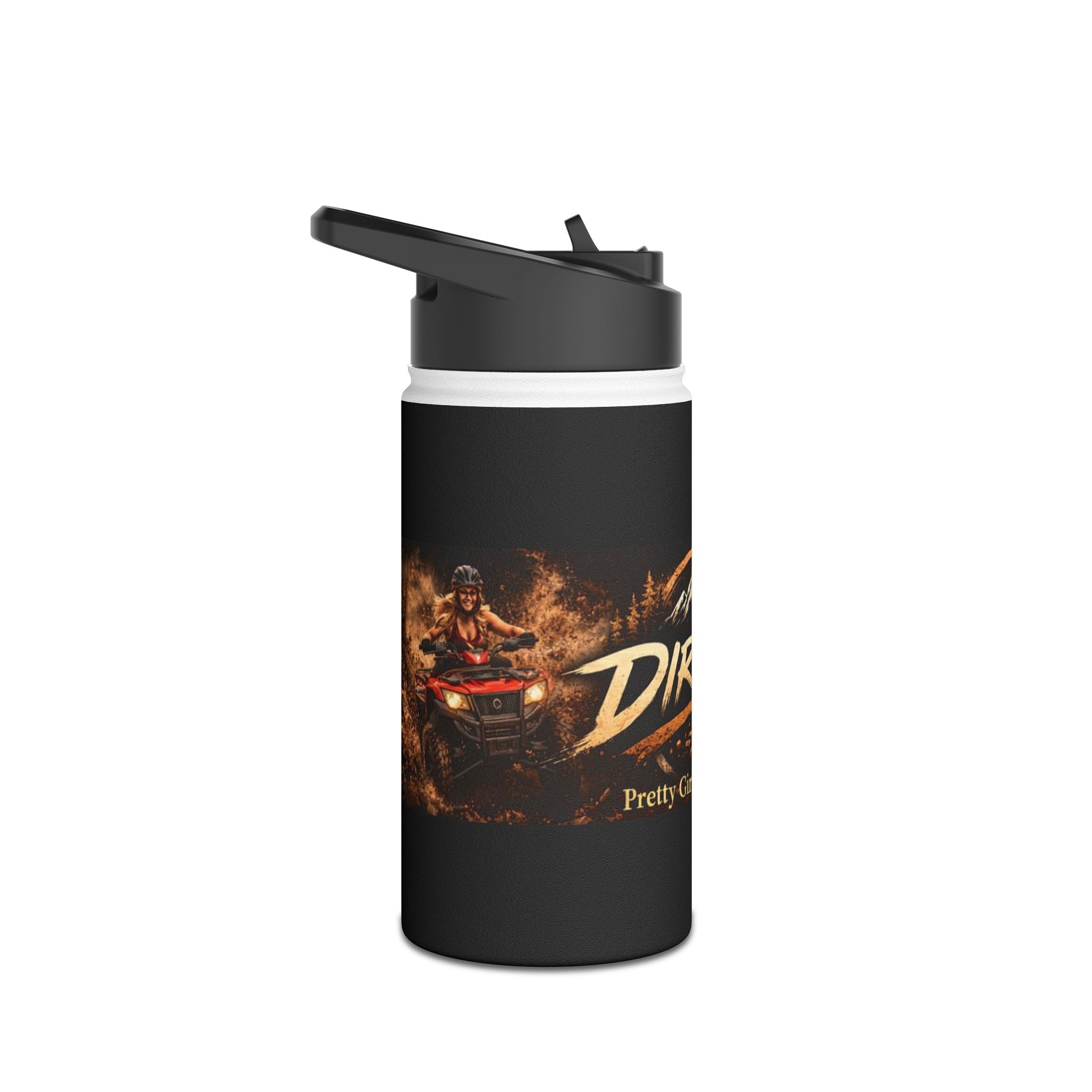 "Dirtista: Pretty Girls Ride Dirty" Off‑Road Stainless Steel Water Bottle