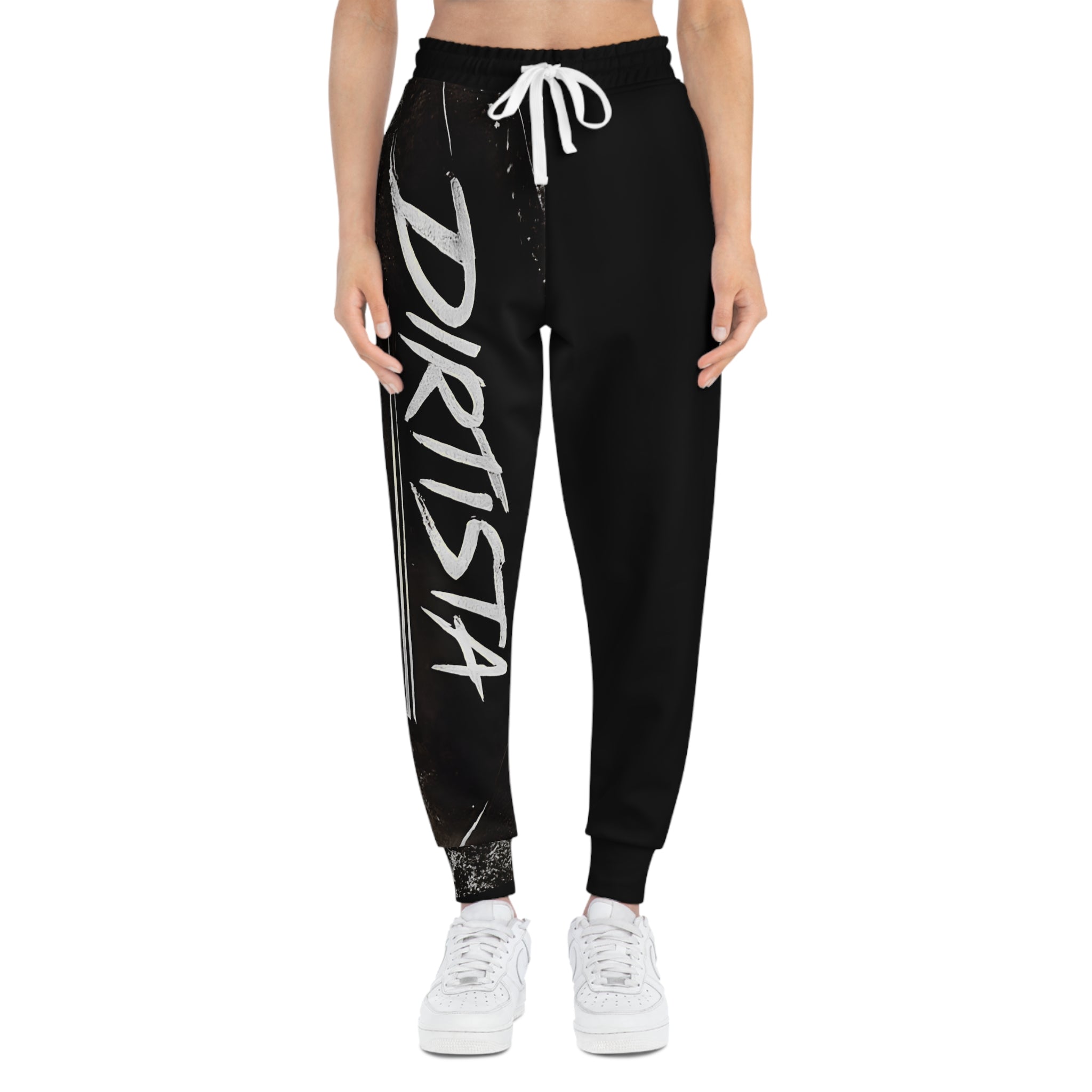 Dirtista Graphic Joggers – Black Athletic Sweatpants with Bold Script