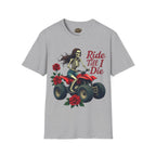 Ride Till I Die ATV T-Shirt — Skeleton Rider with Roses