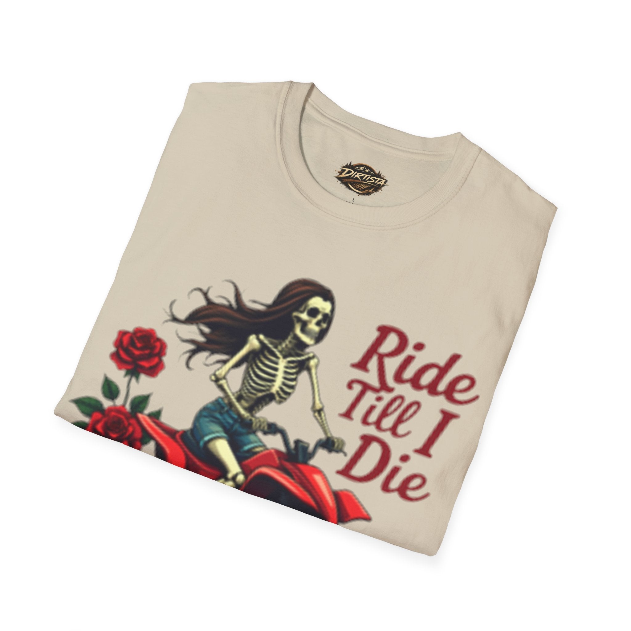 Ride Till I Die ATV T-Shirt — Skeleton Rider with Roses