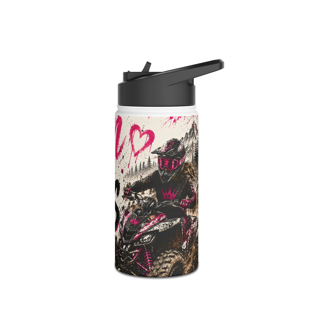 Motocross Queen Stainless Steel Water Bottle — 'Queen of the Trails' Pink Off‑Road Design