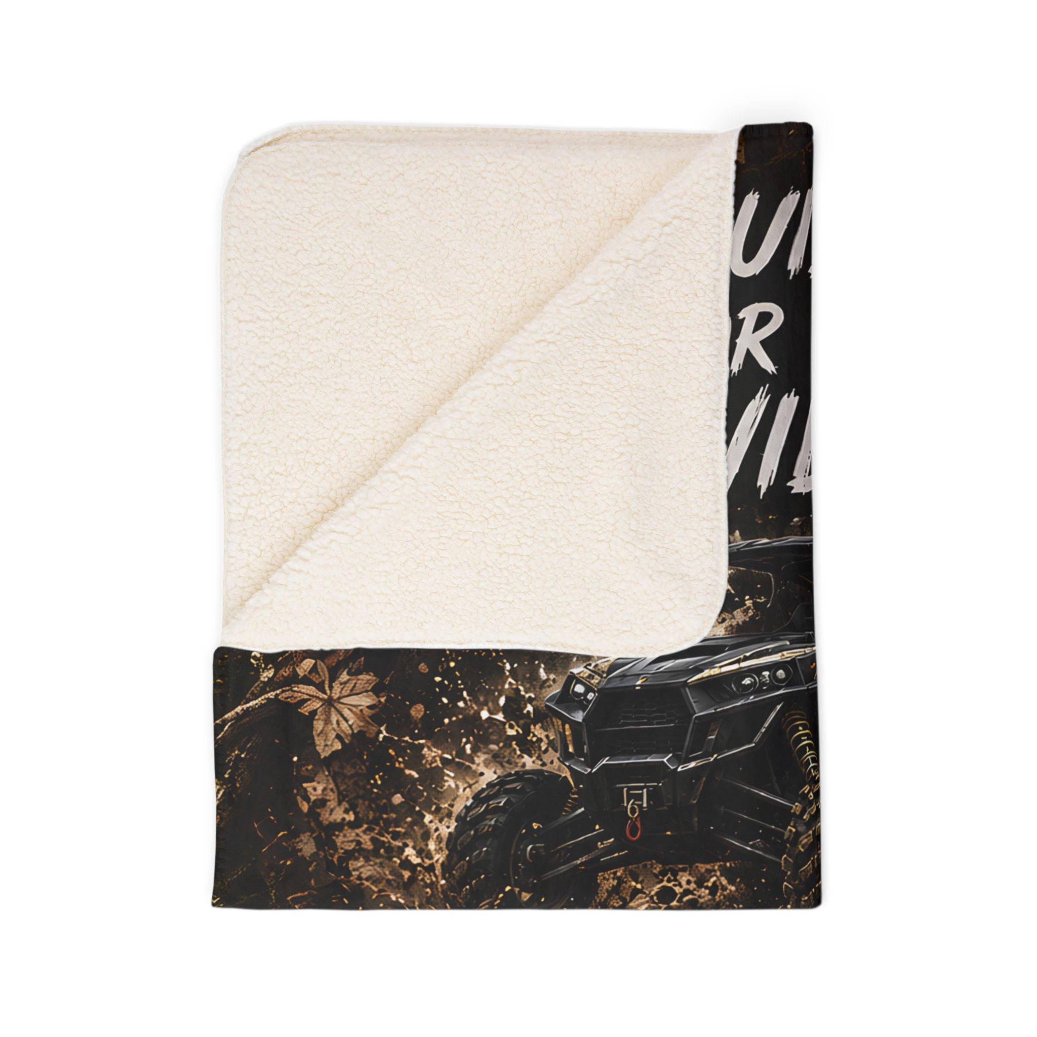 Built for the Wild Sherpa Blanket — Camo ATV & Deer Skull Fleece Throw