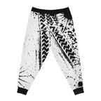 Dirtista Black & White Tire-Track Graphic Joggers