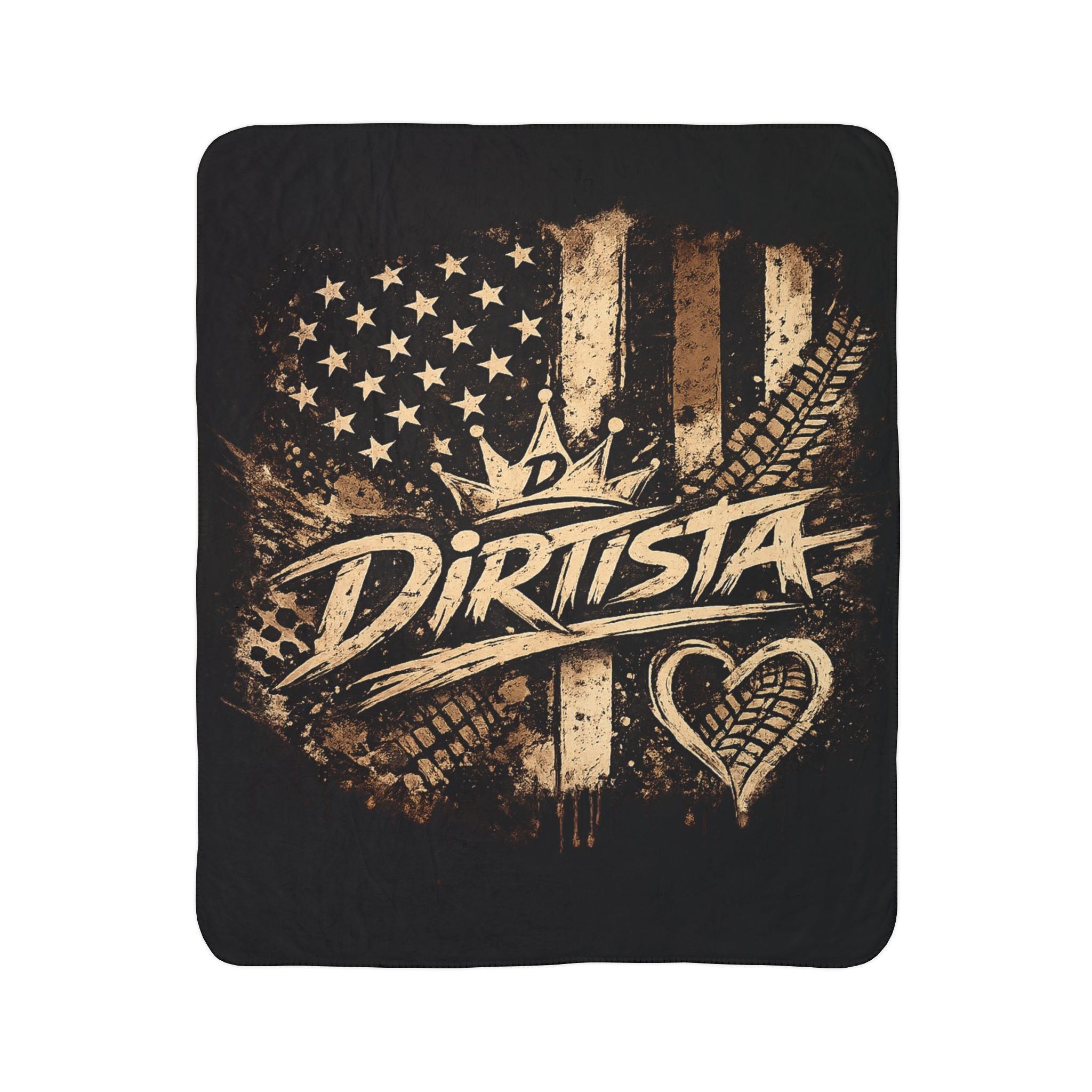 Dirtista Patriotic Sherpa Fleece Blanket | American Flag Off-Road Throw Blanket for Women