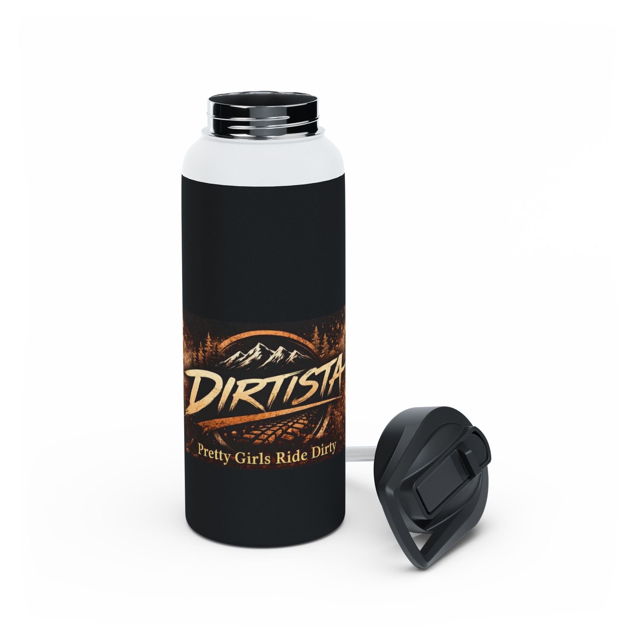 "Dirtista: Pretty Girls Ride Dirty" Off‑Road Stainless Steel Water Bottle