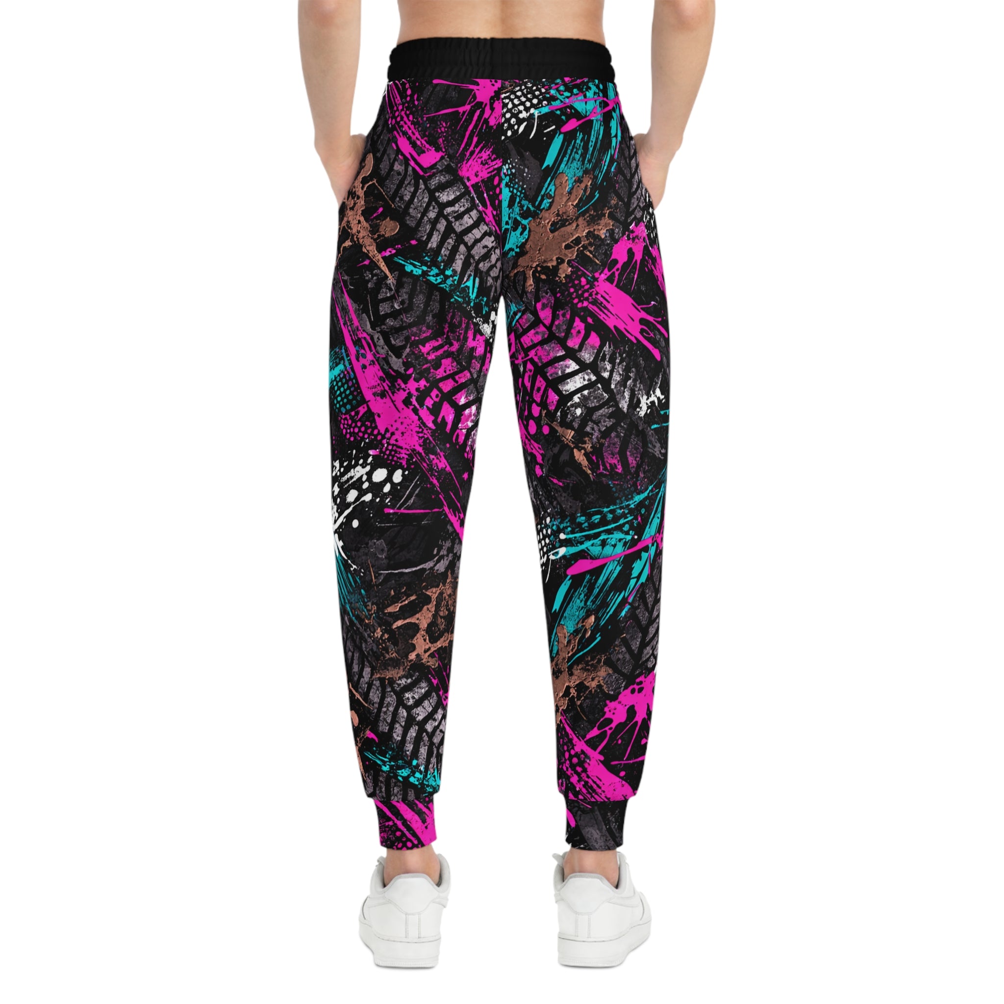 Neon Tire-Track Print Joggers
