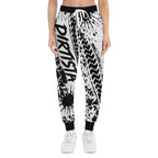 Dirtista Black & White Tire-Track Graphic Joggers