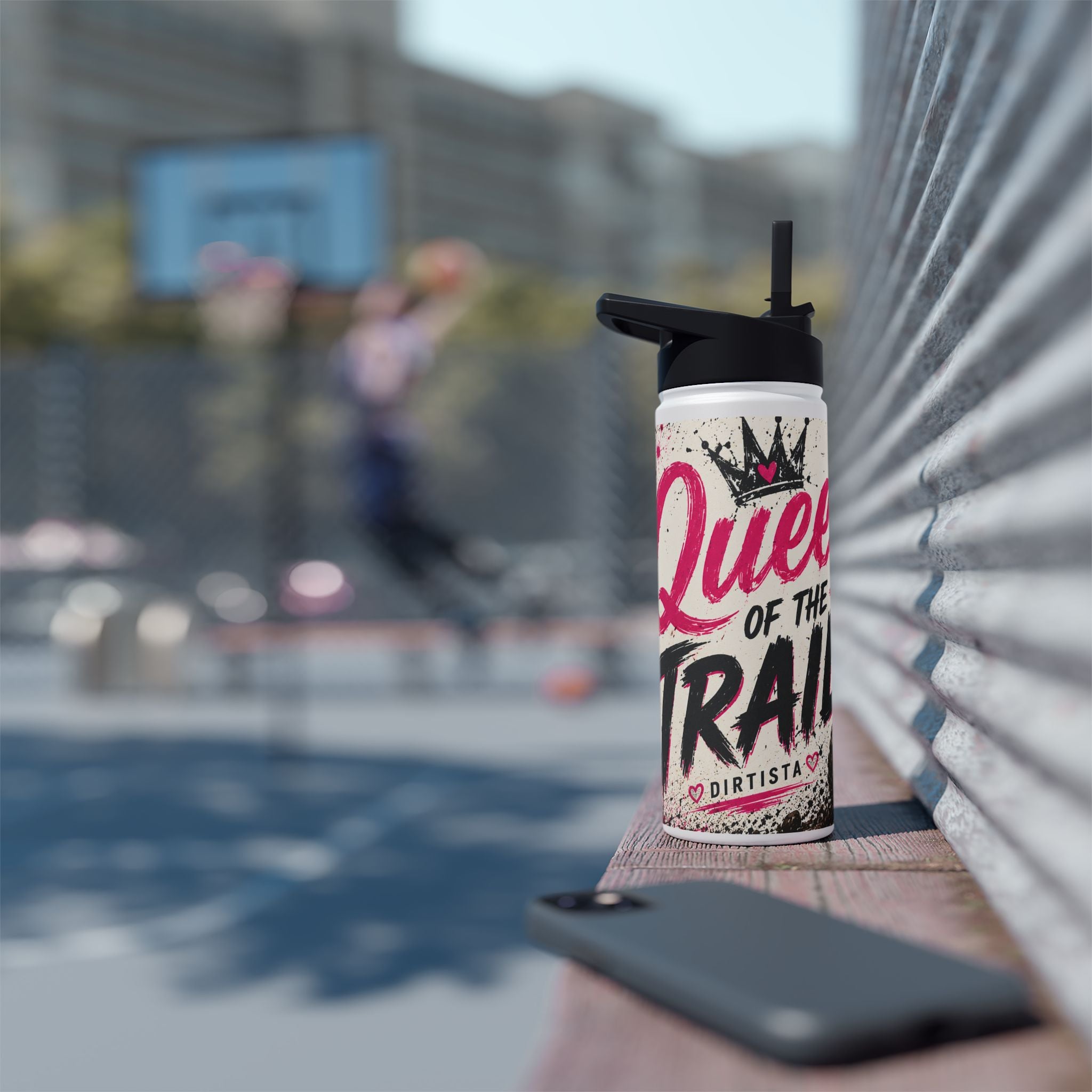 Motocross Queen Stainless Steel Water Bottle — 'Queen of the Trails' Pink Off‑Road Design