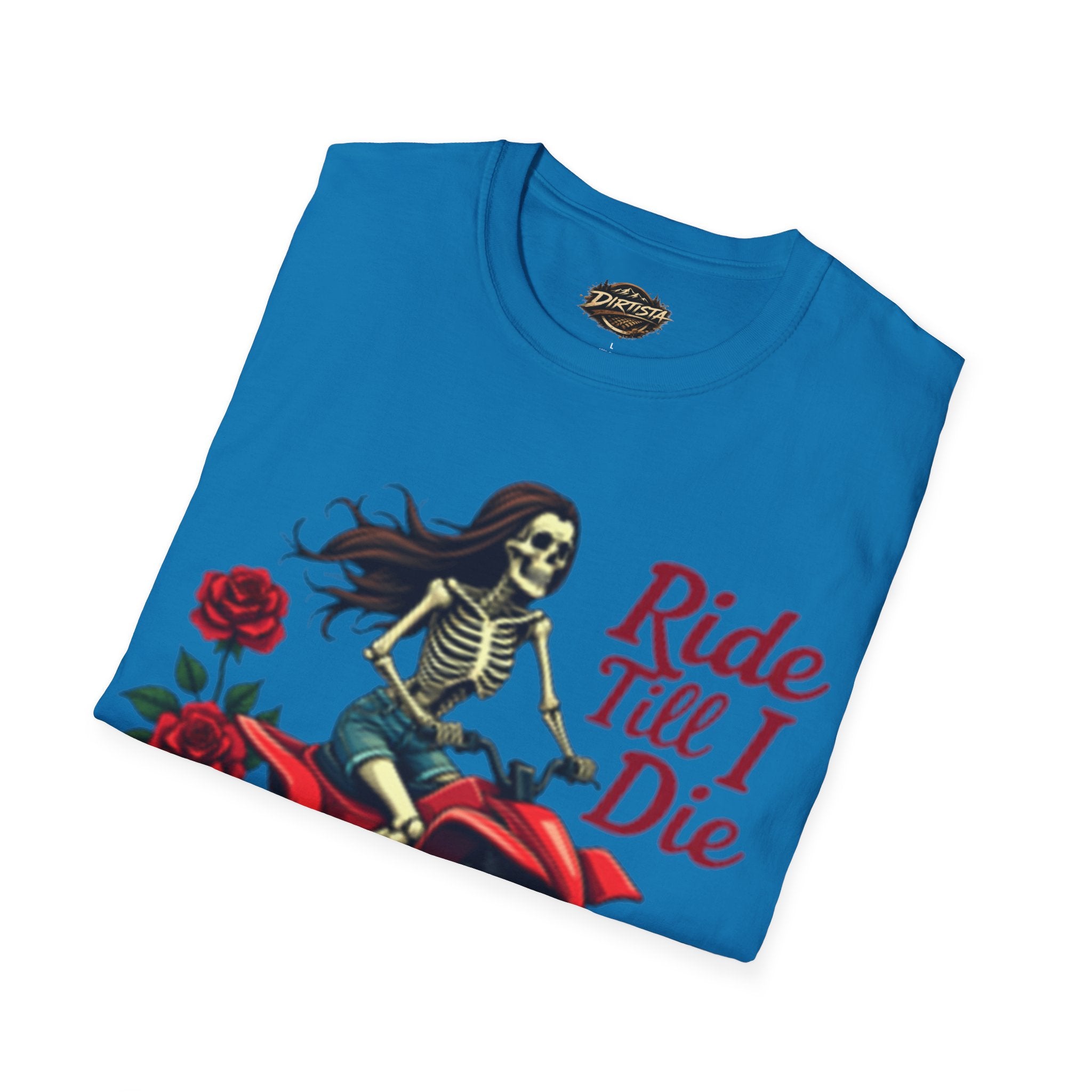 Ride Till I Die ATV T-Shirt — Skeleton Rider with Roses