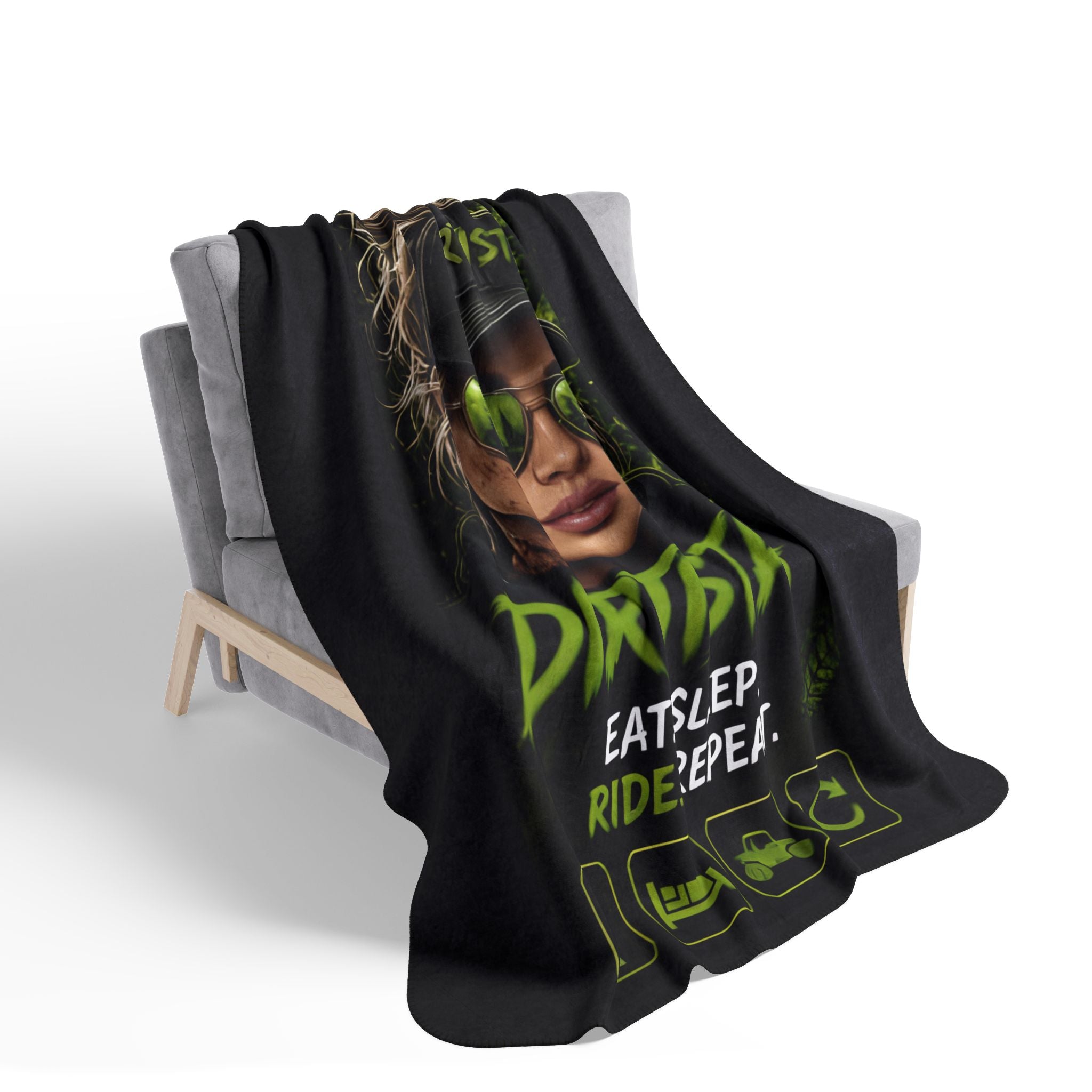 Dirtista "Eat. Sleep. Ride. Repeat." Sherpa Fleece Blanket | Women's ATV & UTV Throw Blanket