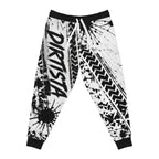 Dirtista Black & White Tire-Track Graphic Joggers