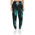 Joggers athlétiques néon sarcelle à bandes latérales type pneu
