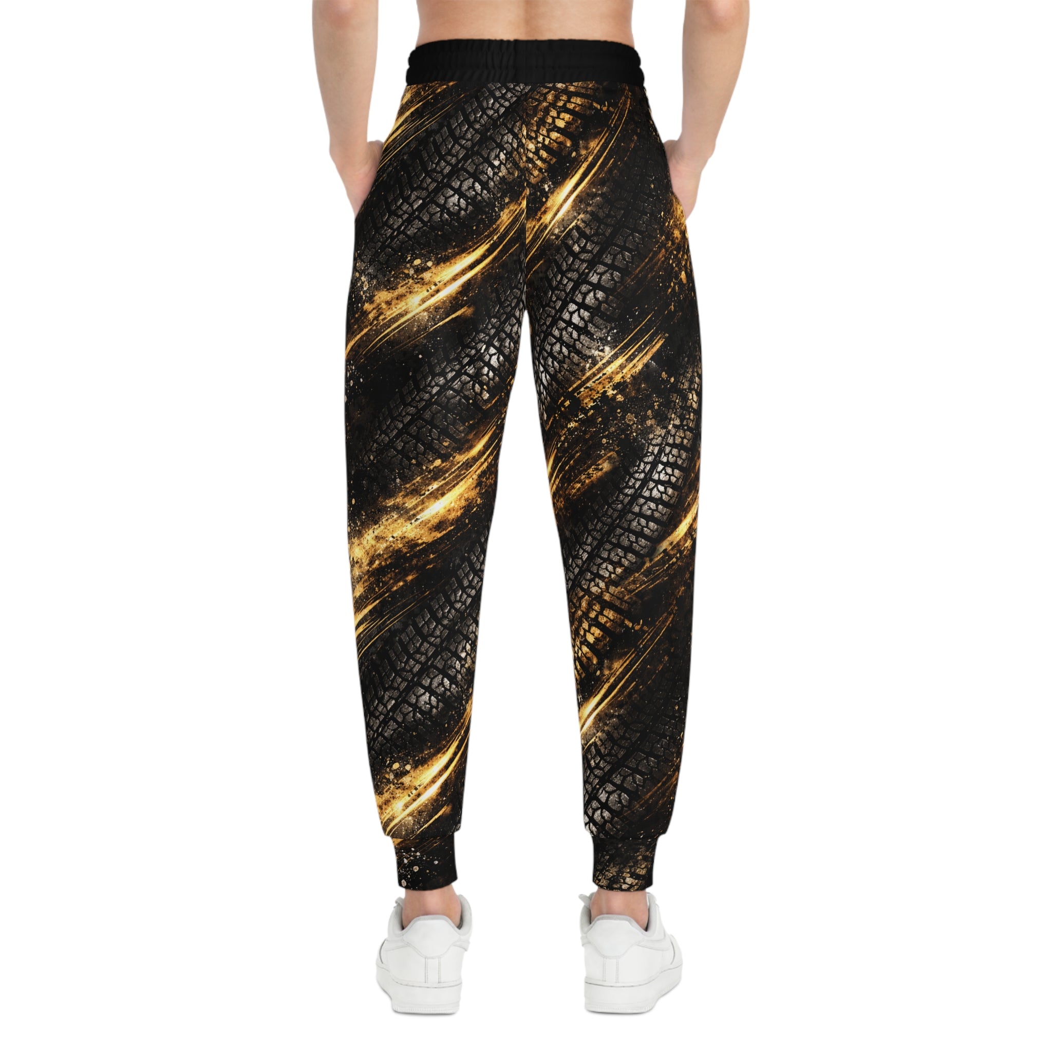 Gold Brushstroke Tire-Print Joggers