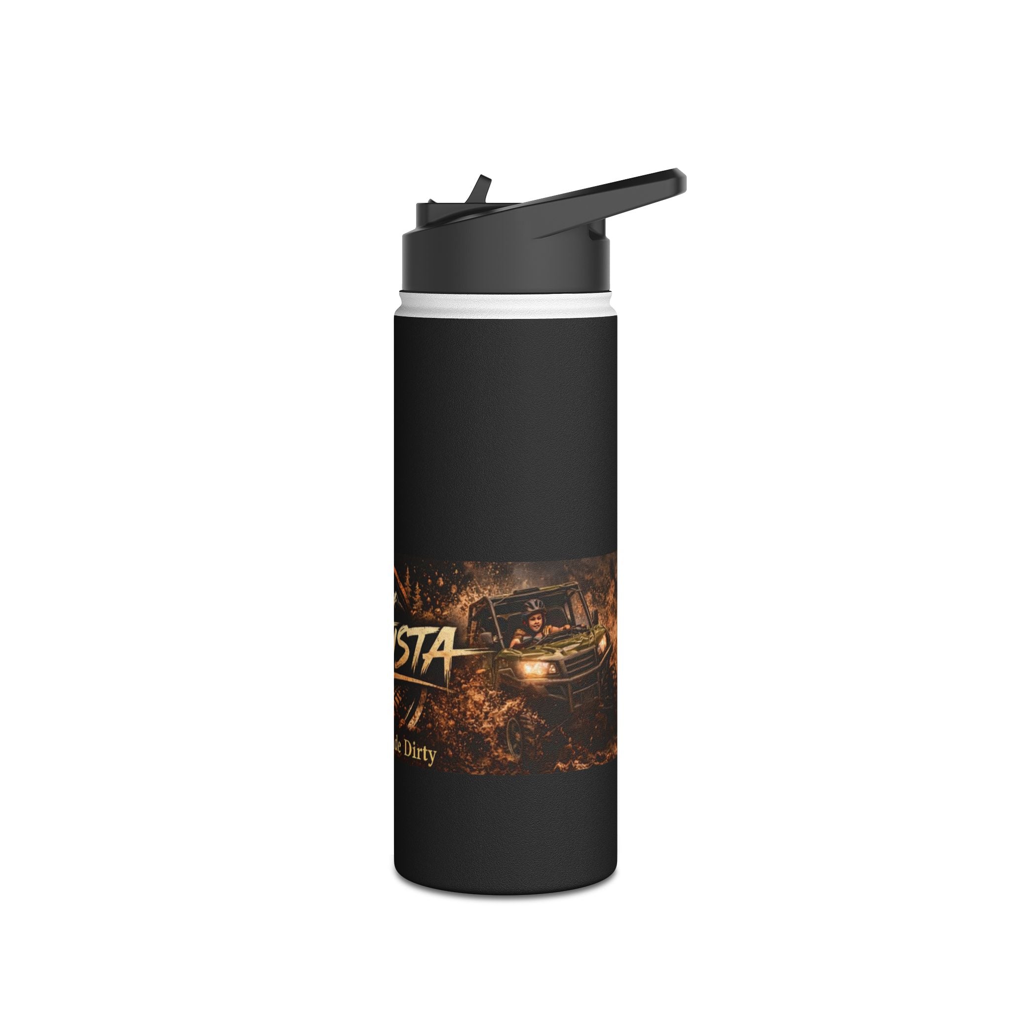 "Dirtista: Pretty Girls Ride Dirty" Off‑Road Stainless Steel Water Bottle