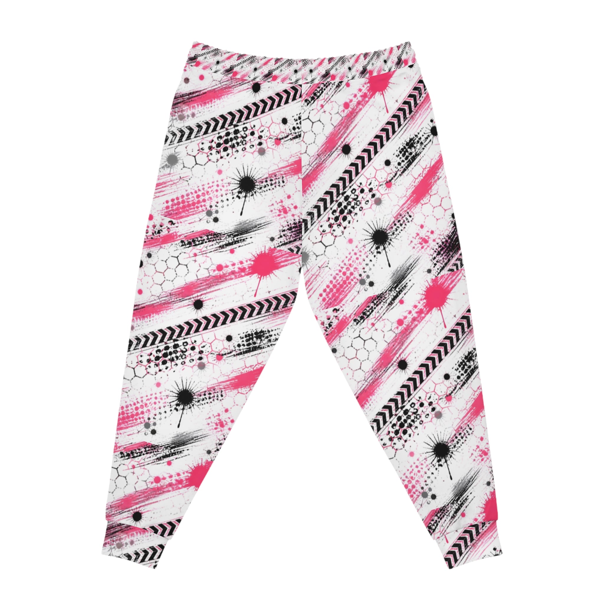 Pink Paint-Splash Athletic Joggers