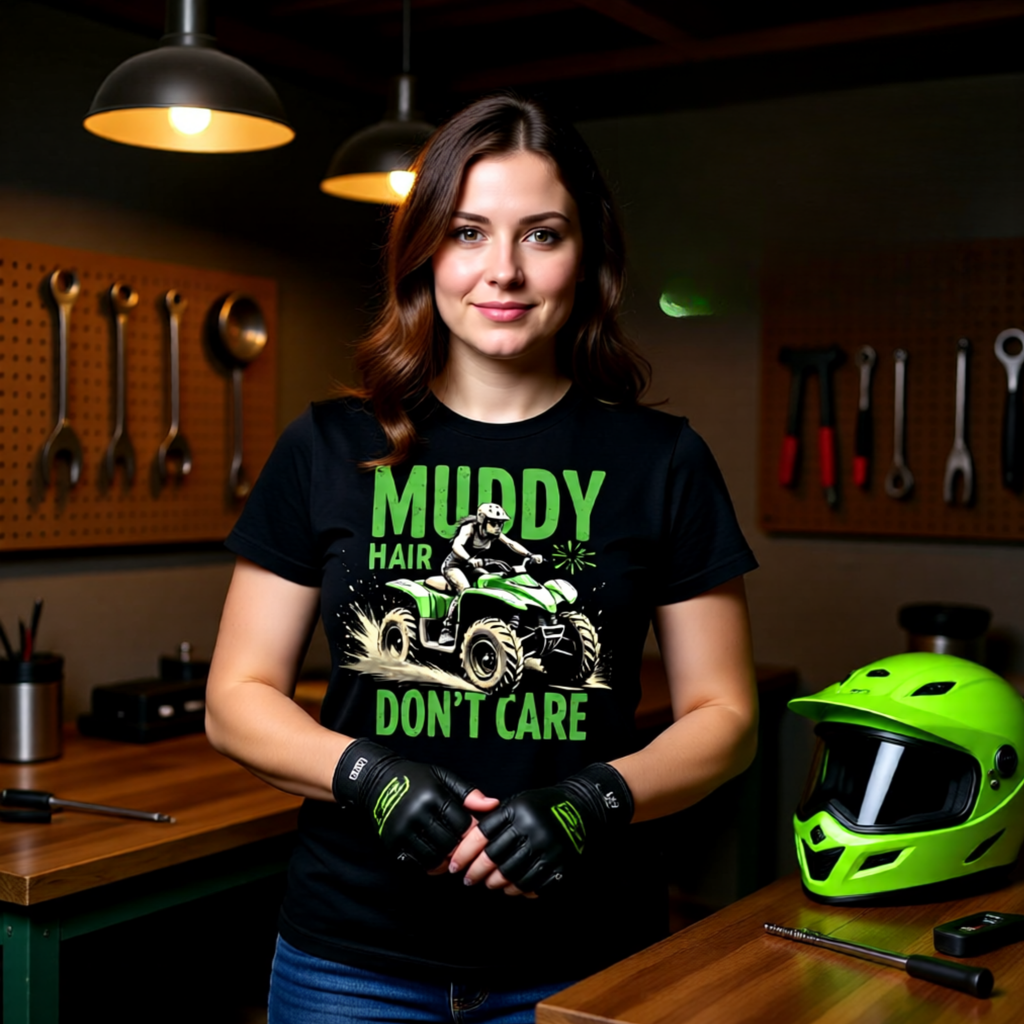 Muddy Hair Don't Care ATV T-Shirt
