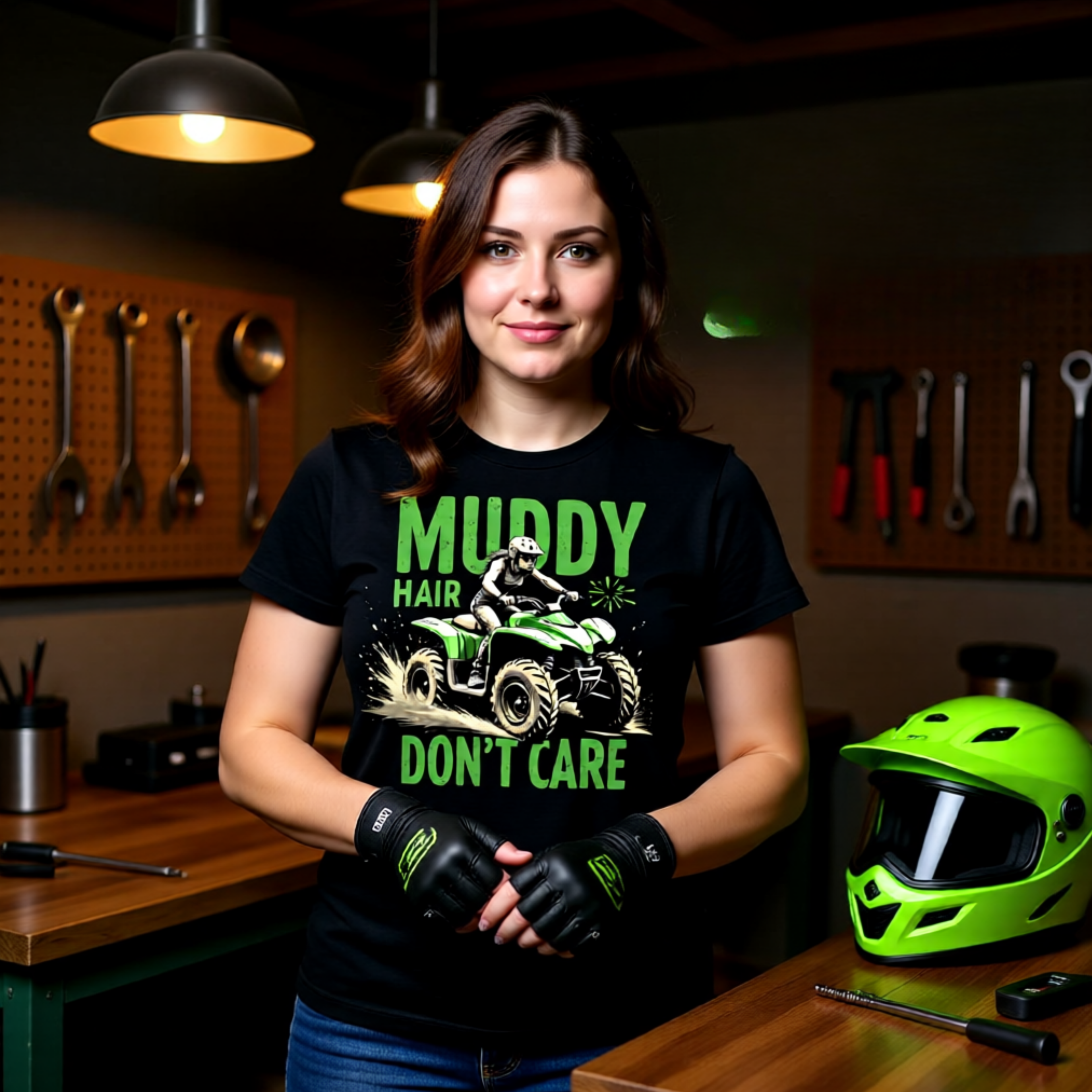 Muddy Hair Don't Care ATV T-Shirt