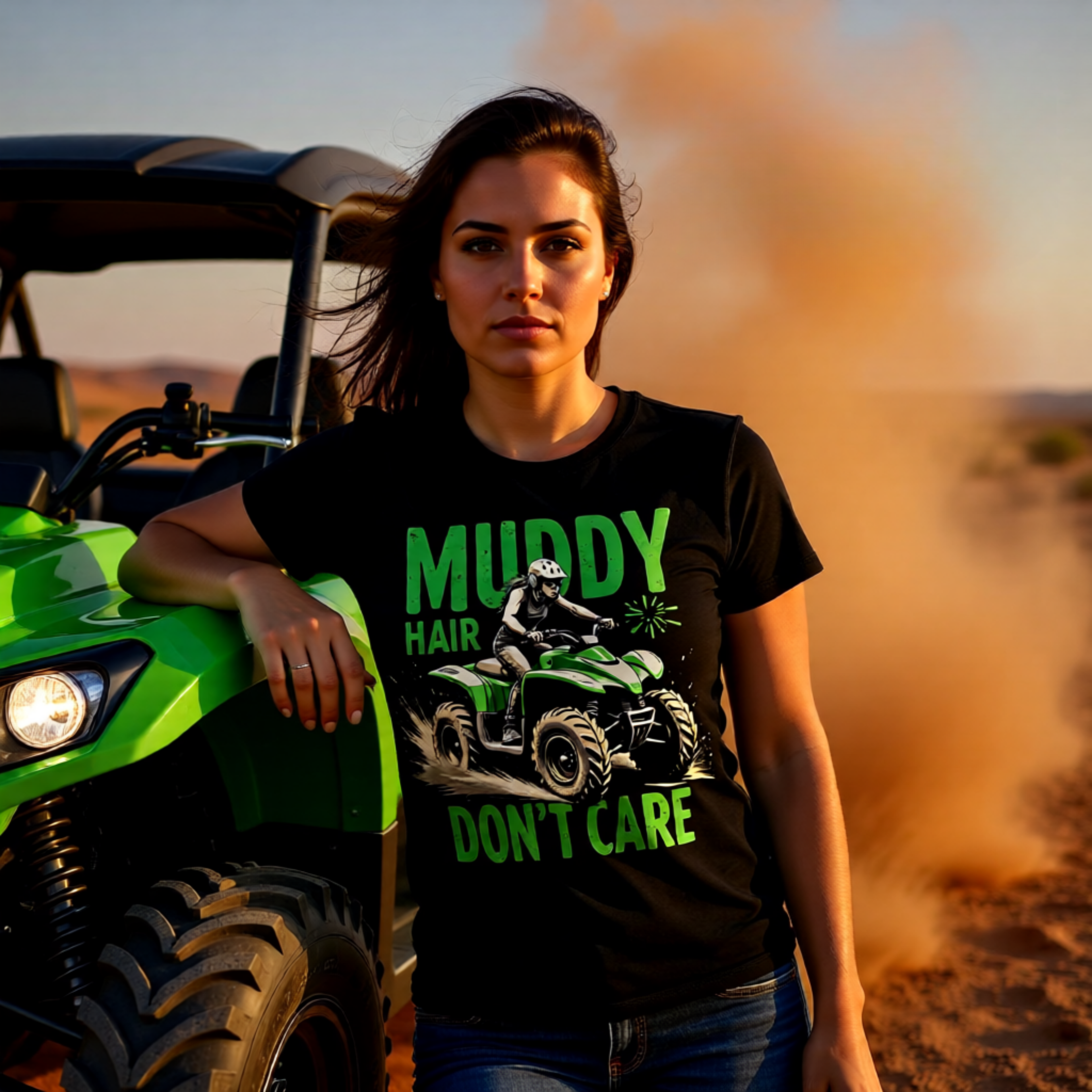 Muddy Hair Don't Care ATV T-Shirt