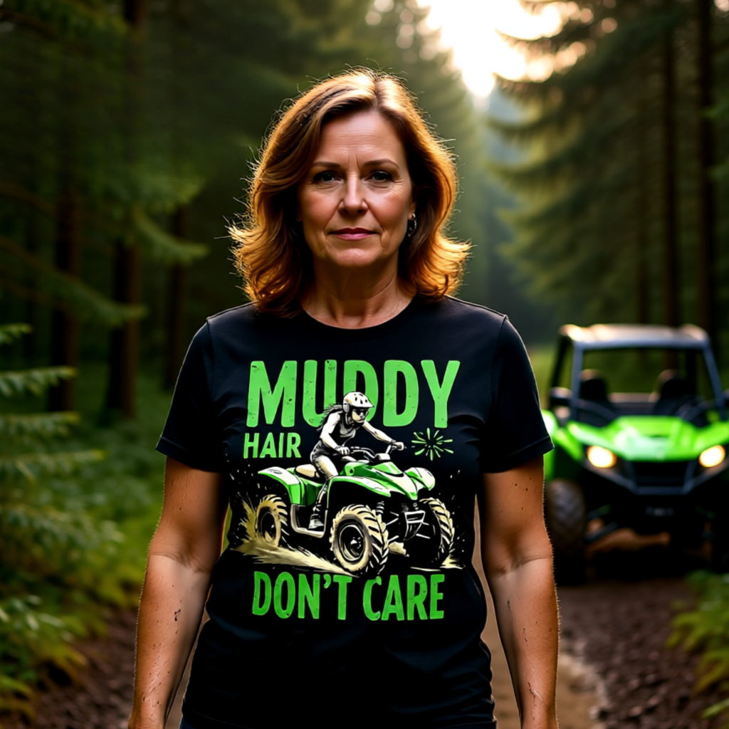 Muddy Hair Don't Care ATV T-Shirt