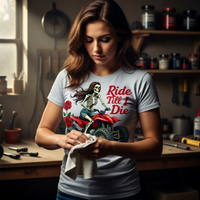Ride Till I Die ATV T-Shirt — Skeleton Rider with Roses