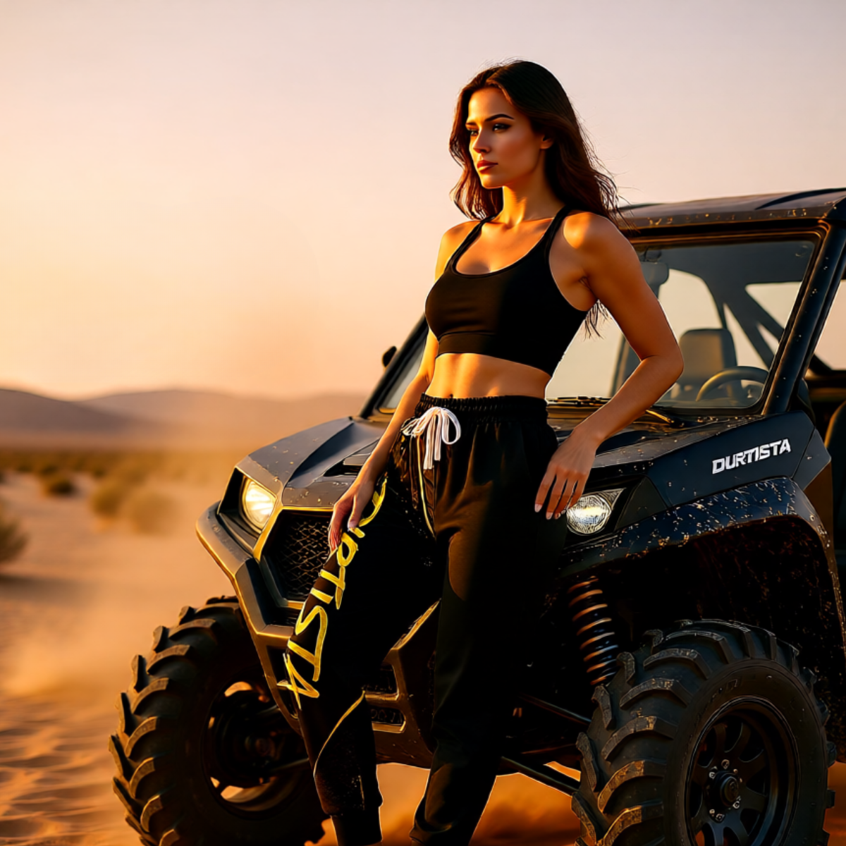 Dirtstar Athletic Joggers — Black & Gold Racing Graphic Sweatpants