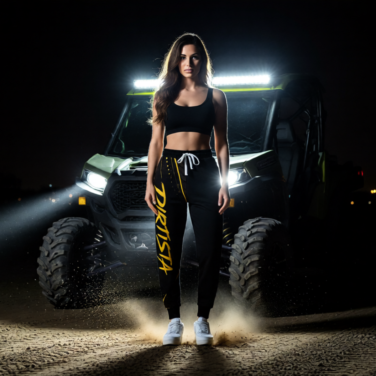 Dirtstar Athletic Joggers — Black & Gold Racing Graphic Sweatpants