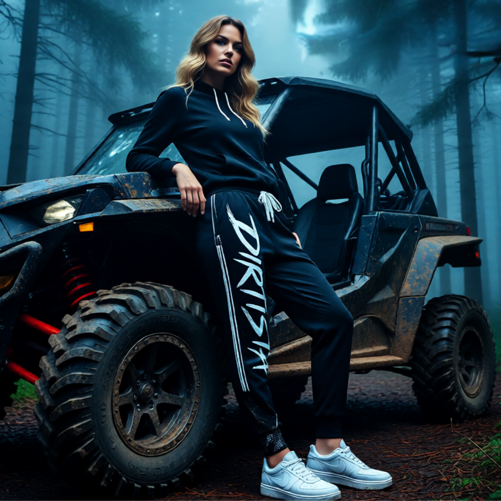 Dirtista Graphic Joggers – Black Athletic Sweatpants with Bold Script