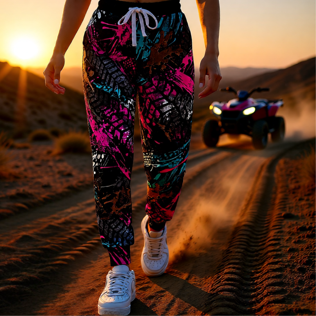 Neon Tire-Track Print Joggers