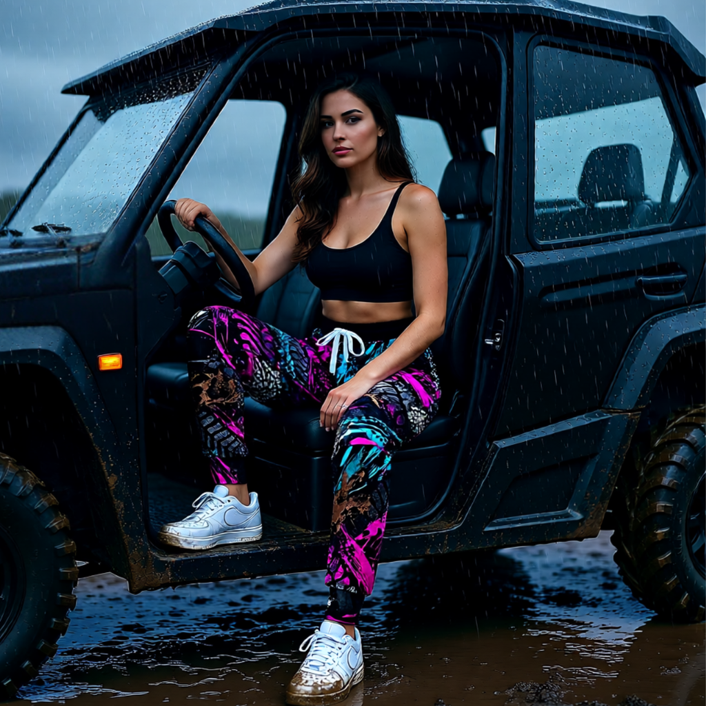 Neon Tire-Track Print Joggers