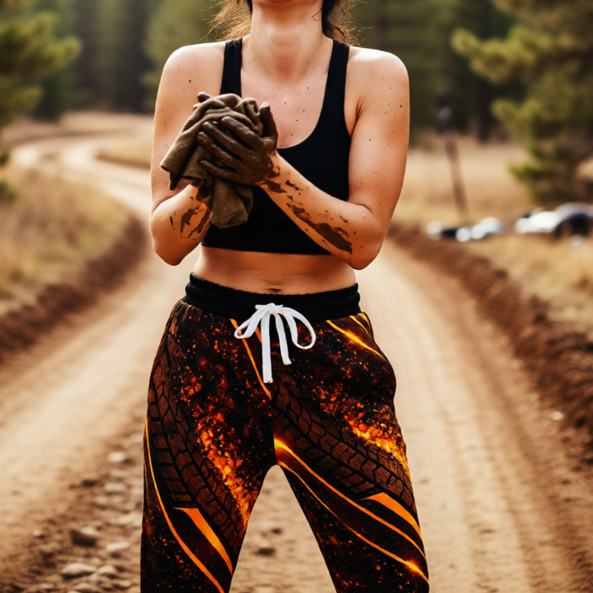 Golden Burnout Tire Track Athletic Joggers