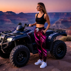 Neon Pink Racing Tire Athletic Joggers — Retro Cyberstreet AOP