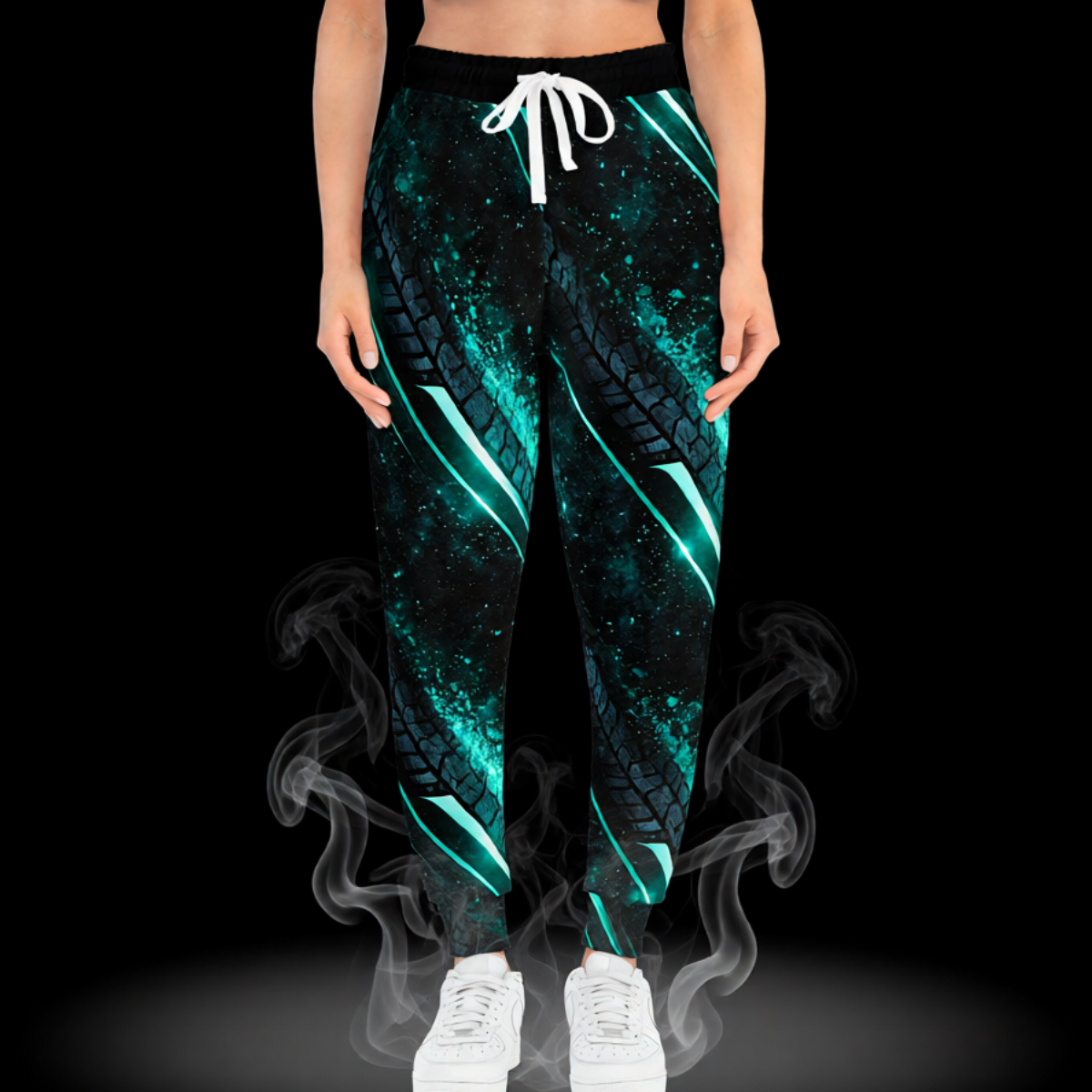 Teal Neon Tire-Track Athletic Joggers