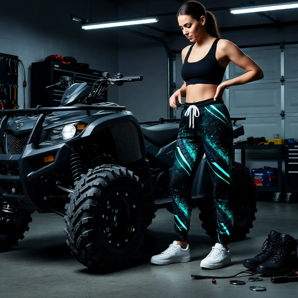 Teal Neon Tire-Track Athletic Joggers
