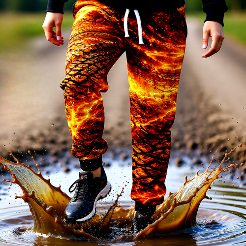 Fiery Tire-Track Athletic Joggers