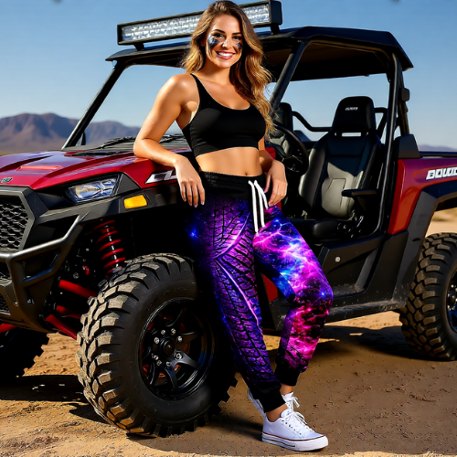 Purple Nebula Galaxy Tire-Track Joggers