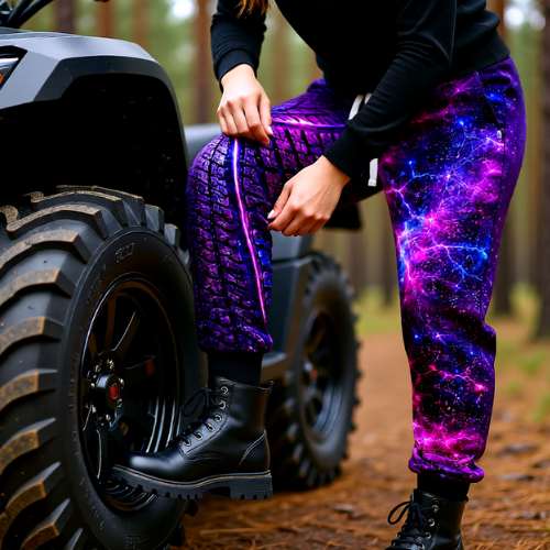 Purple Nebula Galaxy Tire-Track Joggers