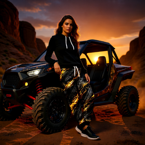 Gold Brushstroke Tire-Print Joggers
