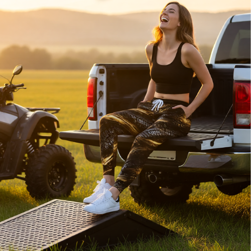 Gold Brushstroke Tire-Print Joggers