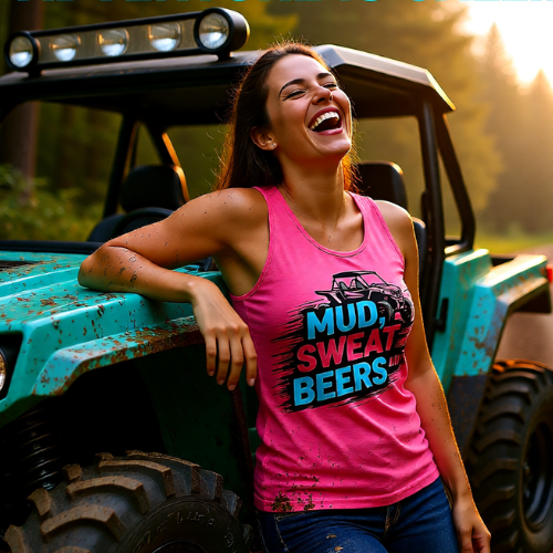"Mud Sweat and Beers" Off‑Road Racing Graphic Tank Top for Truck & ATV Fans