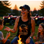 Dirt Hair Don't Care Tank Top — Rustic ATV Girl Graphic Tank
