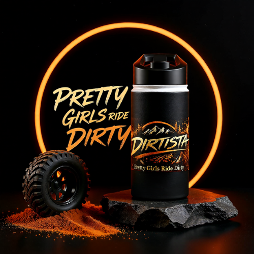"Dirtista: Pretty Girls Ride Dirty" Off‑Road Stainless Steel Water Bottle