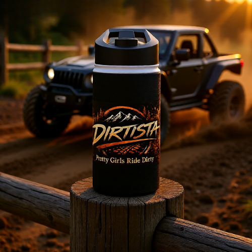 "Dirtista: Pretty Girls Ride Dirty" Off‑Road Stainless Steel Water Bottle