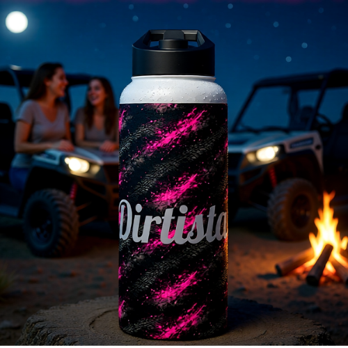 Dirtista Tire & Hot Pink Galaxy Stainless Steel Water Bottle