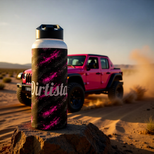 Dirtista Tire & Hot Pink Galaxy Stainless Steel Water Bottle