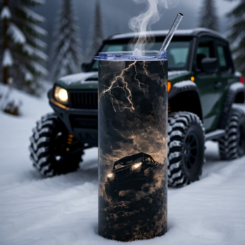 Moonlit Off-Road Truck Storm - 20oz Stainless Steel Tumbler