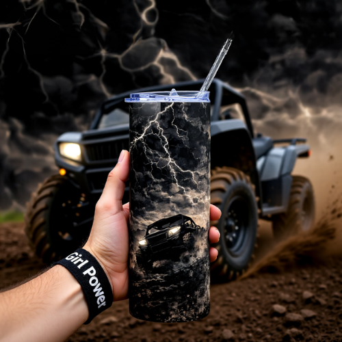 Moonlit Off-Road Truck Storm - 20oz Stainless Steel Tumbler